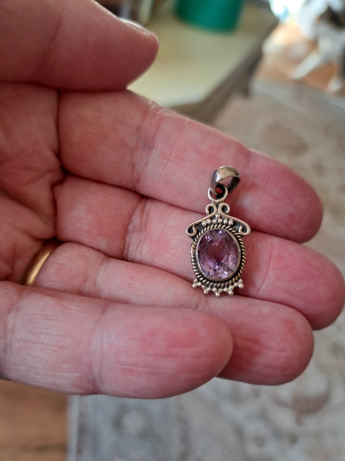 amethist hanger echt zilver, Ophalen of Verzenden, Zo goed als nieuw, Paars, Zilver