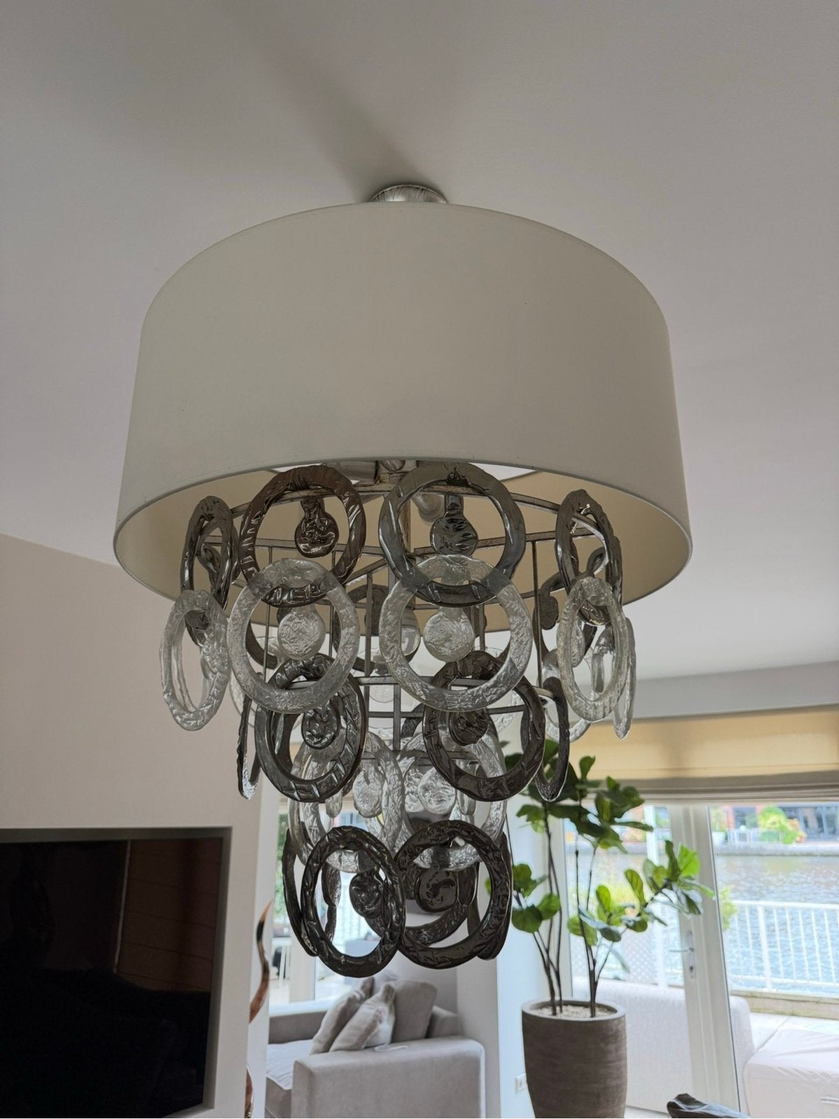 Prachtige Lumiere schakelglas lamp 60 cm rond, Ophalen, Zo goed als nieuw, Glas