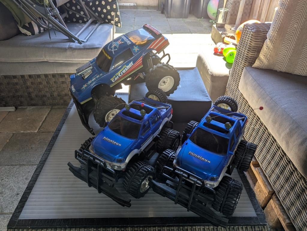 3x RC Monstertrucks: Nikko Car Crusher & 2x Himalaya Trucks, Gebruikt, Auto offroad, RTR (Ready to Run), Overige schalen