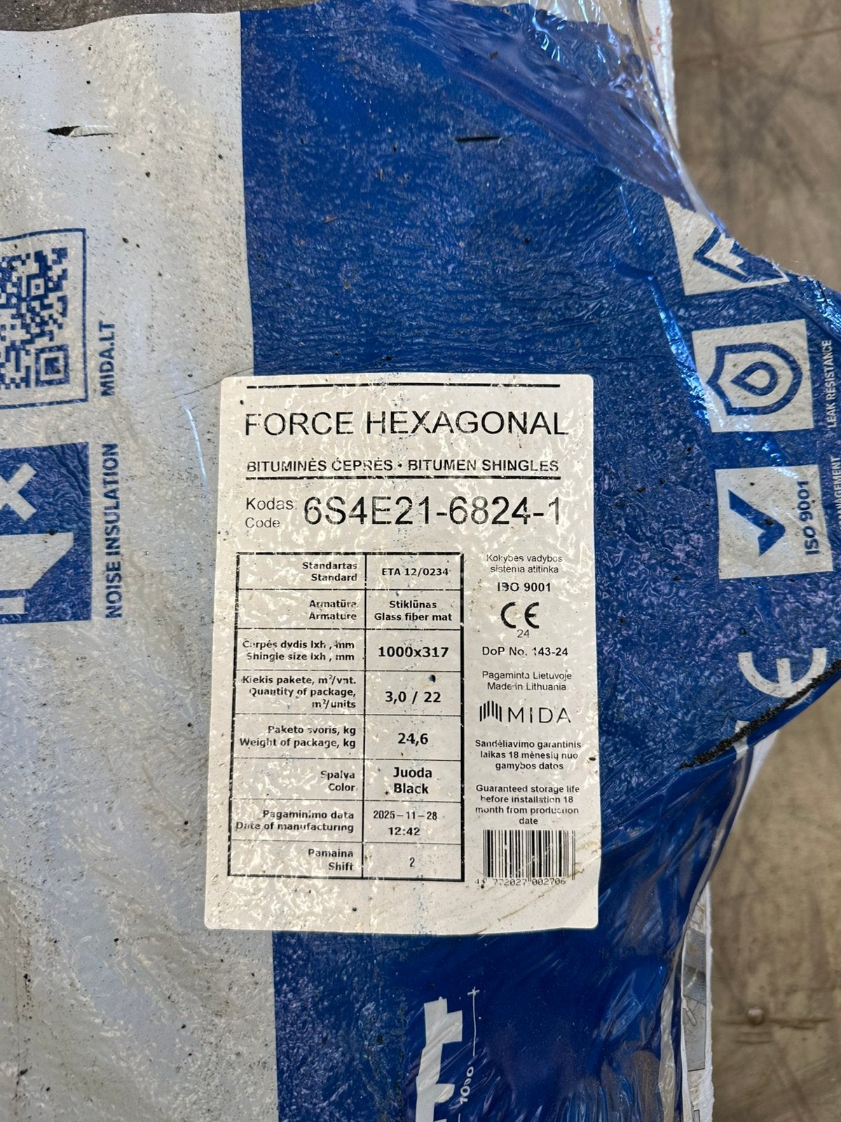FORCE HEXAGONAL DAKSHINGLES, Doe-het-zelf en Verbouw, Ophalen, Steen of Klei, Zwart, Overige typen