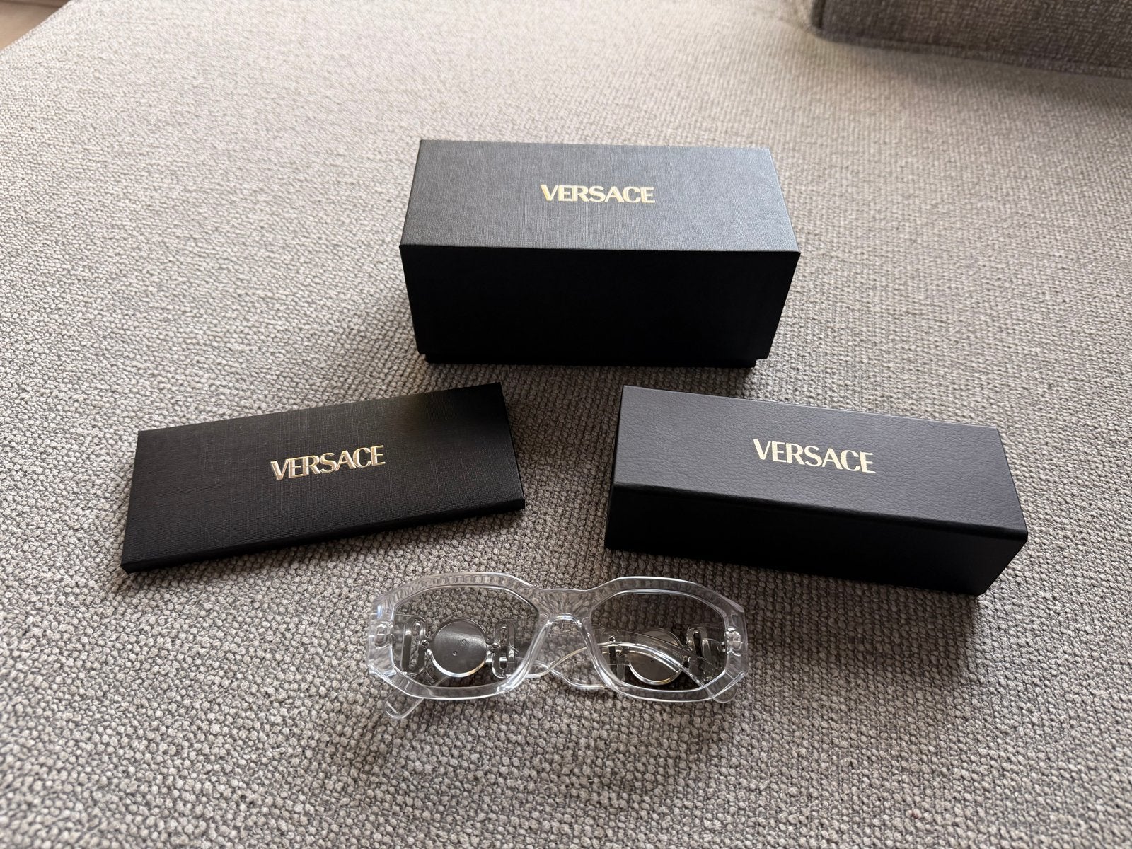 Versace Bril Transparant met Medusa details, Ophalen, Overige kleuren, Gianni Versace, Zo goed als nieuw