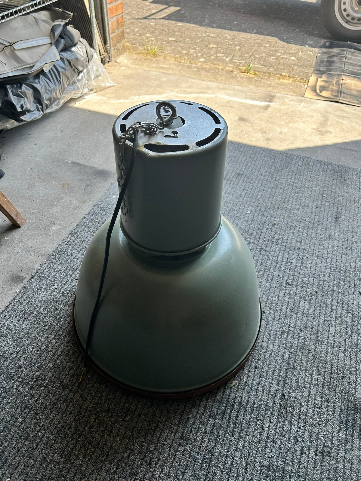 Vintage Industriële Hanglampen - Groen/Grijs, Antiek en Kunst, Antiek | Lampen, Ophalen