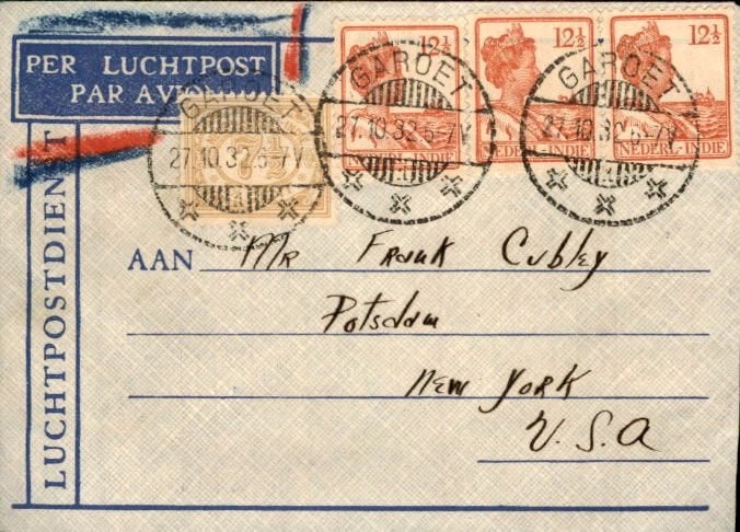 Nederlands Indië - New York - Frankering - 1932 - Garoet, Verzenden, Envelop