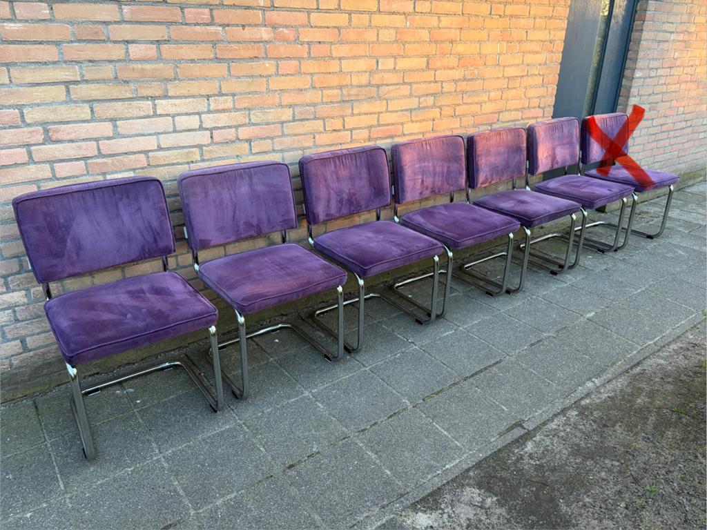 6 Zuiver Ridge Rib Ribstof Stoelen, Ophalen, Gebruikt, Overige kleuren, Stof