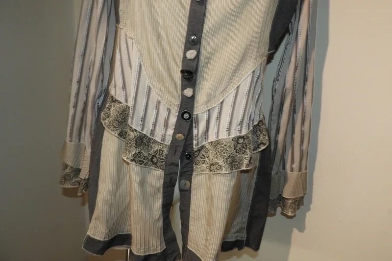 Elisa Cavaletti blouse tuniek diverse stofjes sier knopen L, Maat 42/44 (L), Elisa Cavaletti, Gedragen, Meerkleurig