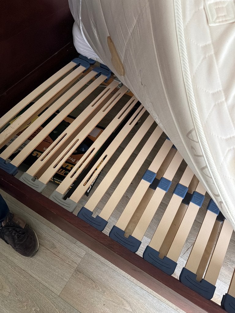 Houten teak bed te koop, Huis en Inrichting, Slaapkamer | Bedden, Gebruikt, Tweepersoons, 160 cm, 200 cm, Hout, Bruin, Ophalen
