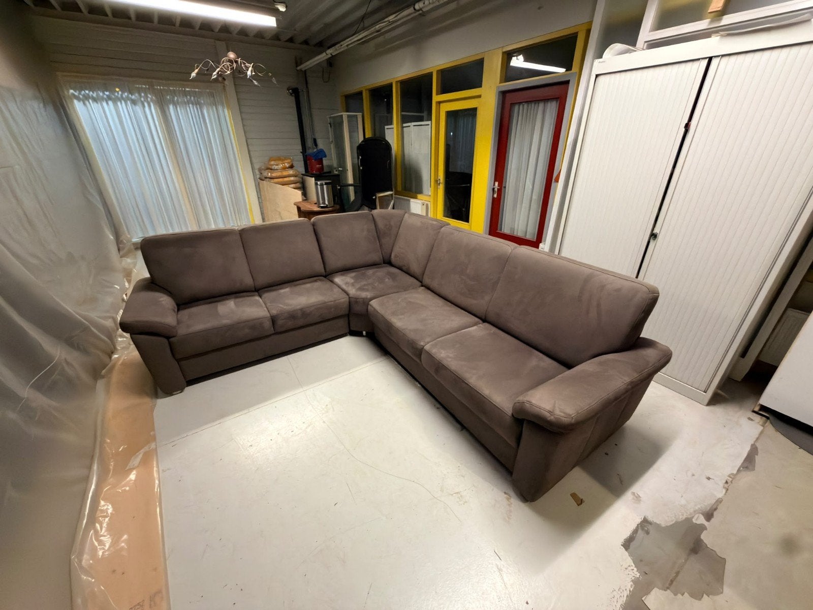 Zo goed als nieuwe hoekbank, Ophalen, Minder dan 75 cm, Hoekbank, Bruin/taupe