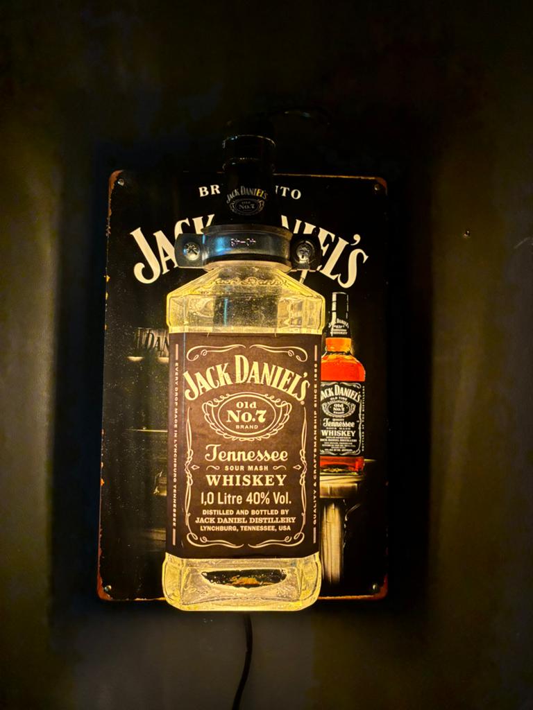 Jack Daniel’s reclame bord Wandlamp, Ophalen of Verzenden, Nieuw, Glas, Mancave, vaderdag