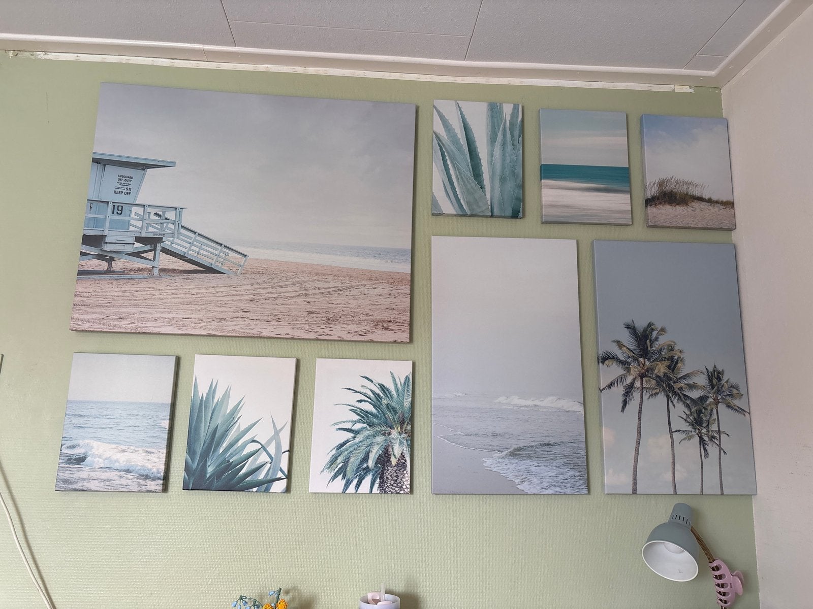 IKEA Pjätteryd Strand en Palmbomen Canvas Set (9 stuks), Huis en Inrichting, Woonaccessoires | Schilderijen, Tekeningen en Foto's