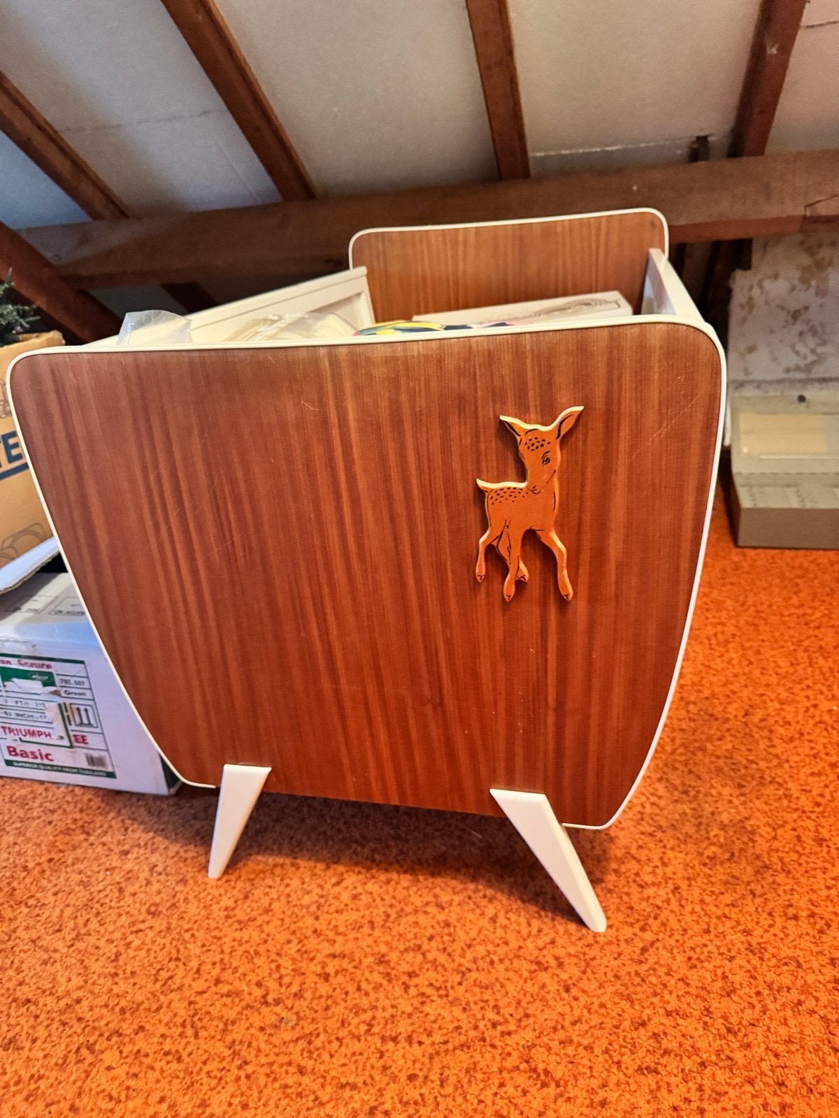 Vintage Wiegje met Hertenmotief - Jaren '60 Stijl, Ophalen, Gebruikt, Wieg