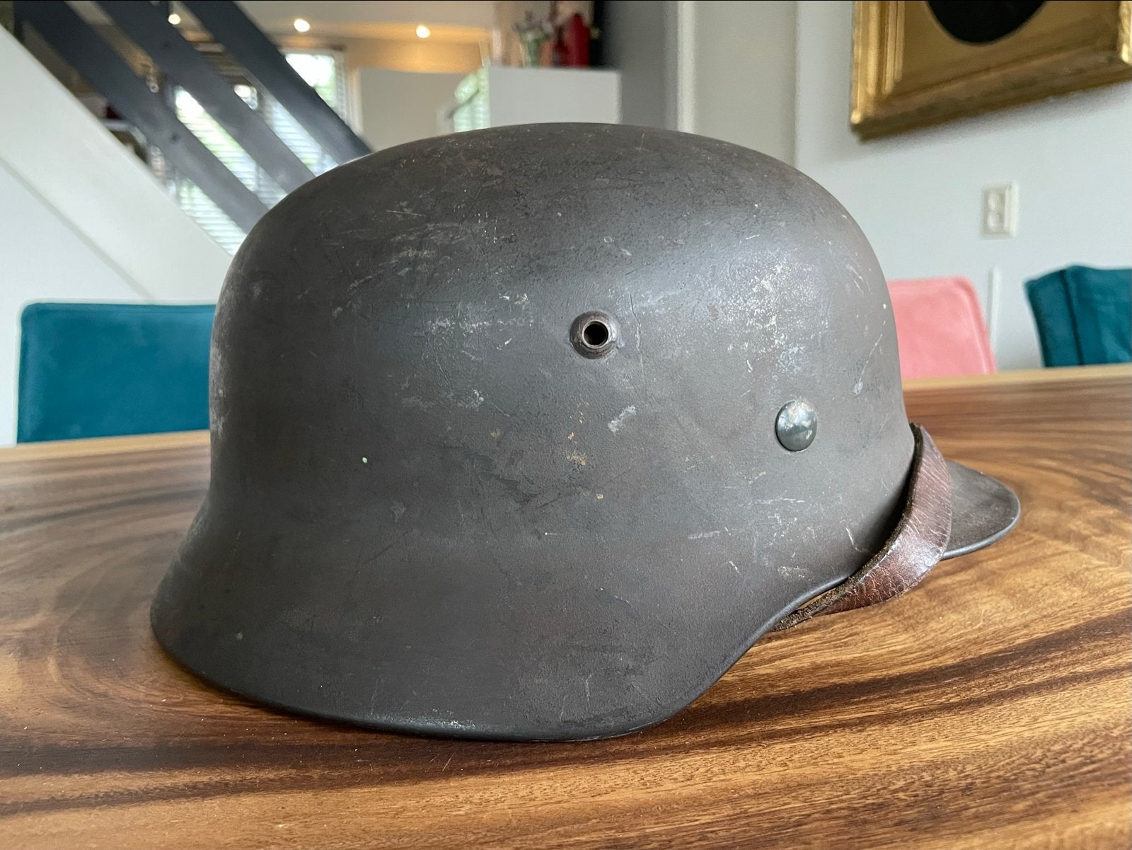 Duitse SD Luftwaffe M35 helm, achter gebleven Noord-Holland, Verzamelen, Militaria | Tweede Wereldoorlog, Ophalen of Verzenden