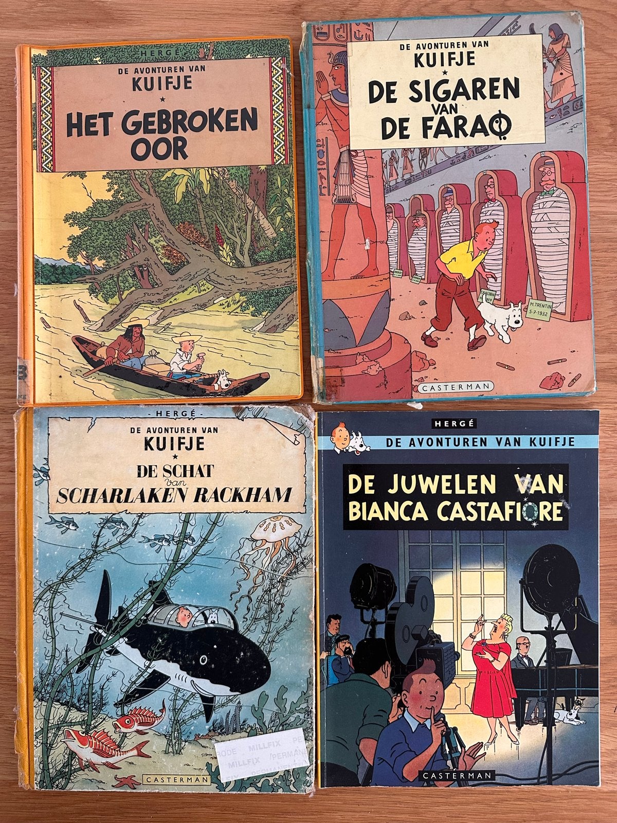 Kuifje stripboeken - 4 delen, Meerdere stripboeken, Ophalen of Verzenden, Gelezen
