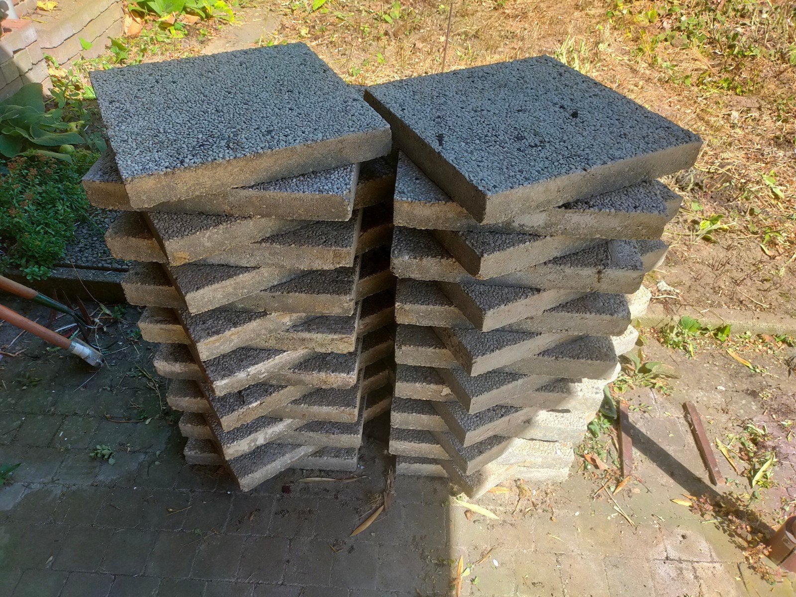 Grindtegels 32x, Ophalen, Gebruikt, Beton, Terrastegels
