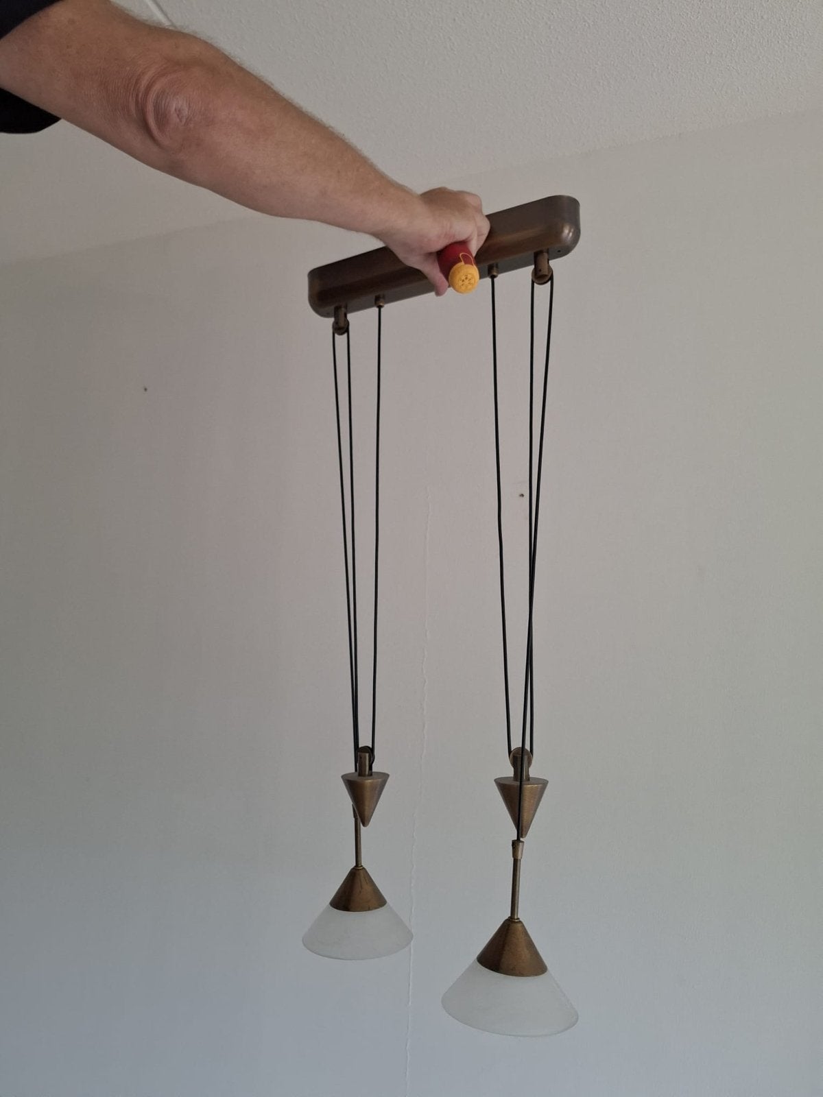 Hoog/laag lamp met 2 lichtpunten, Ophalen of Verzenden, Gebruikt, Metaal, Overige fittingen