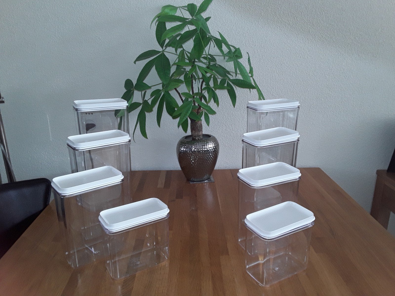 Set van 4 transparante mepal voorraadpotten met witte deksel, Huis en Inrichting, Keuken | Keukenbenodigdheden, Kunststof, Nieuw