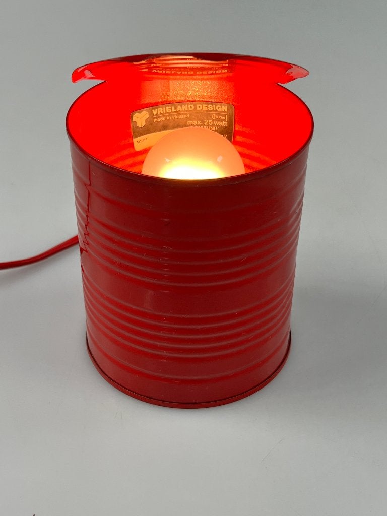 Vintage Rode Tin Can Lamp,  Vrieland Design, 1980's, Vrieland Design, Overige typen, Gebruikt, Overige merken