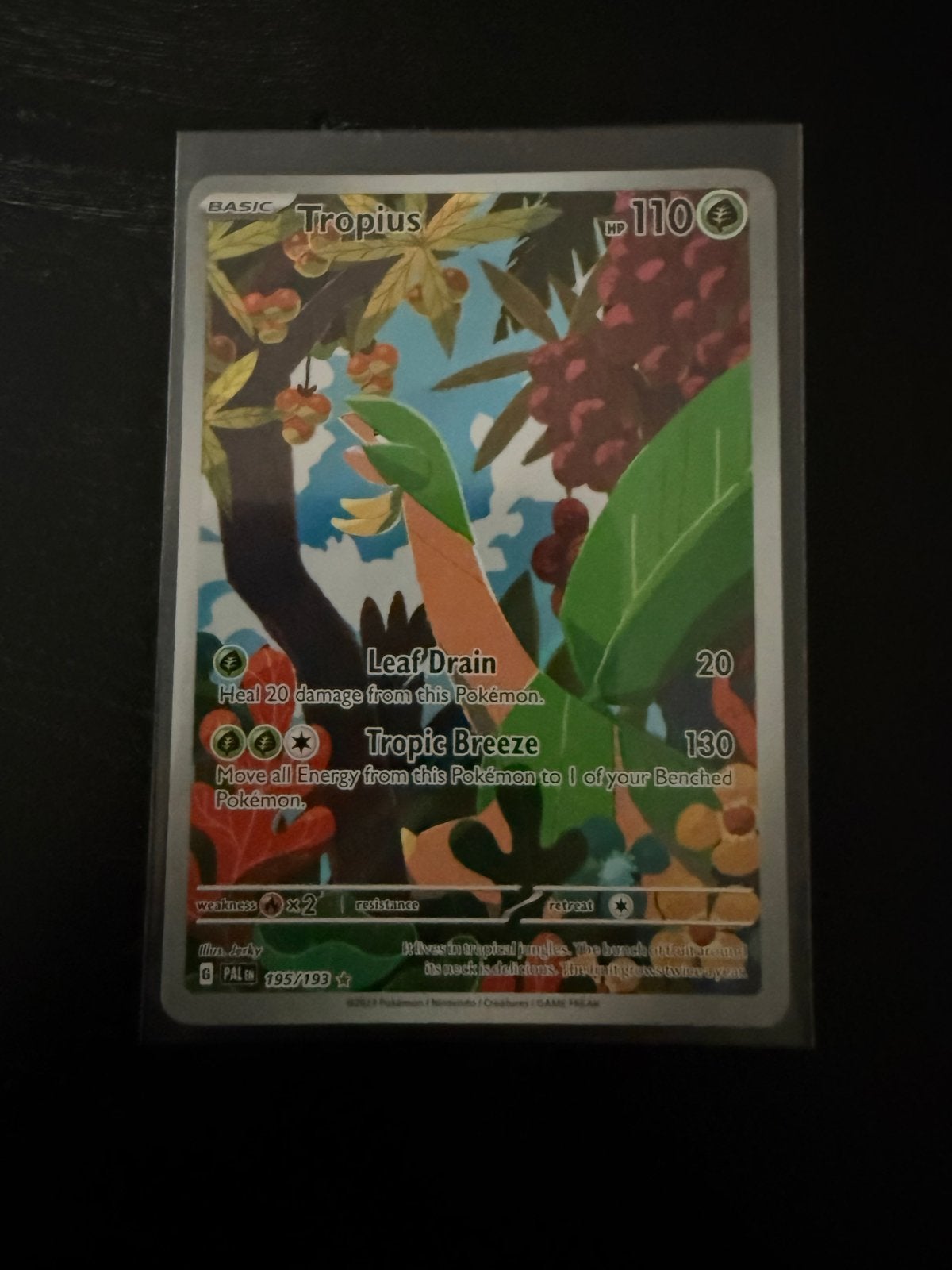 Tropius Illustration Rare 195/193 Paldea Evolved Pokémon Kaa, Ophalen of Verzenden, Zo goed als nieuw, Losse kaart, Foil