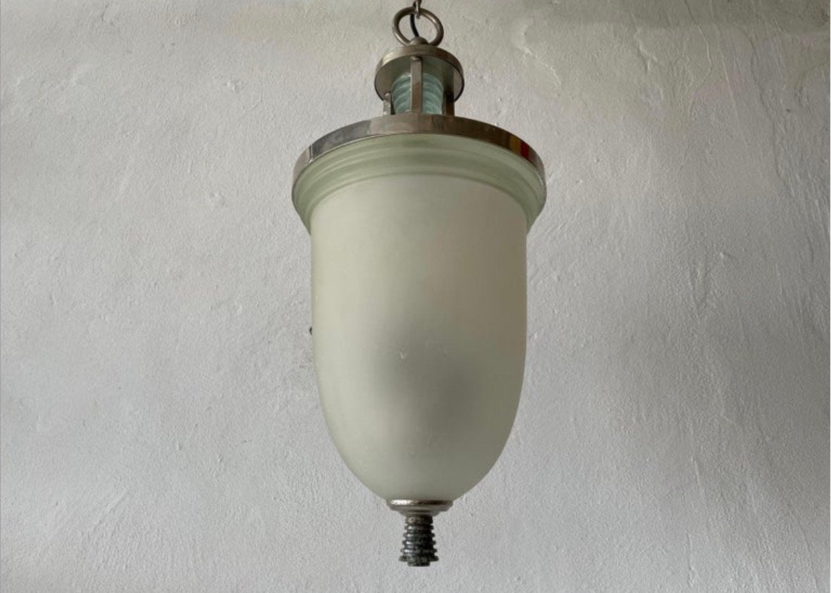 Art deco Mid century verchroomd en marmer lamp 1940, italie, Ophalen of Verzenden, Zo goed als nieuw, Glas, Minder dan 50 cm