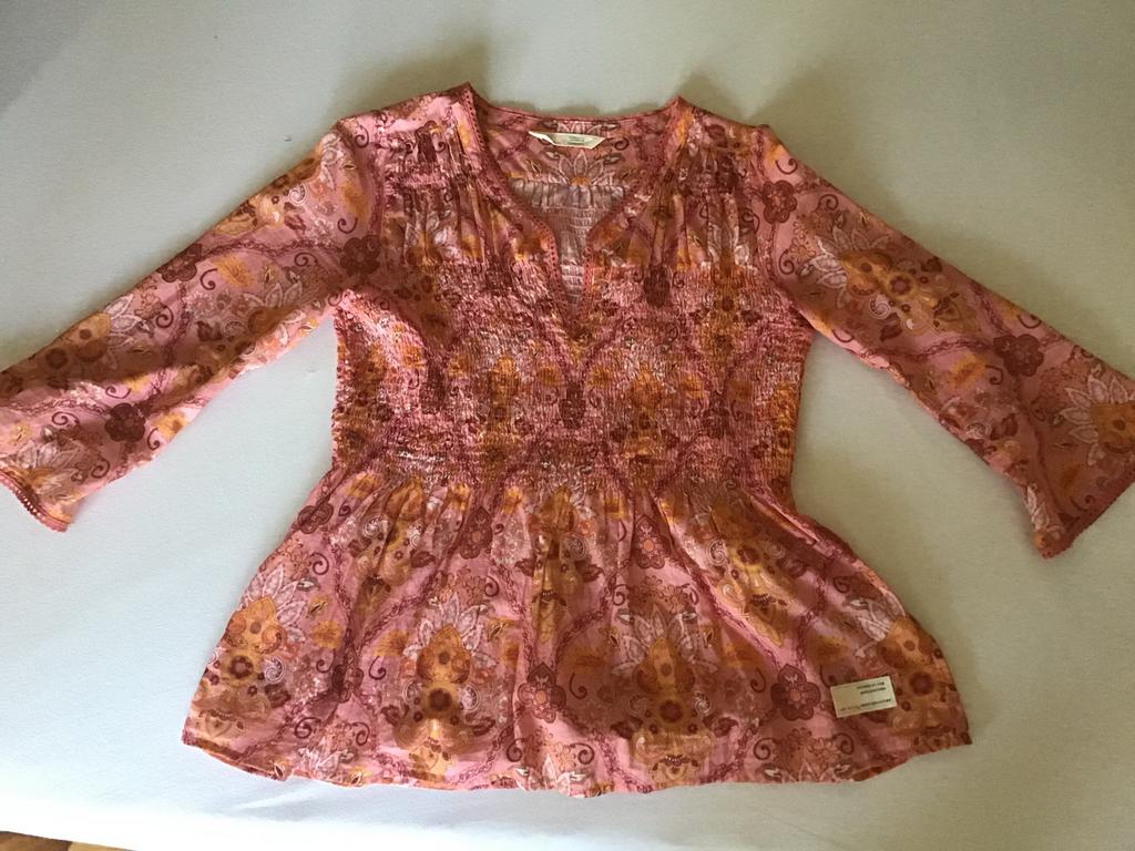 Odd Molly Blouse Maat S - Roze/Oranje met Smokwerk, Kleding | Dames, Ophalen of Verzenden, Zo goed als nieuw, Maat 36 (S), Roze