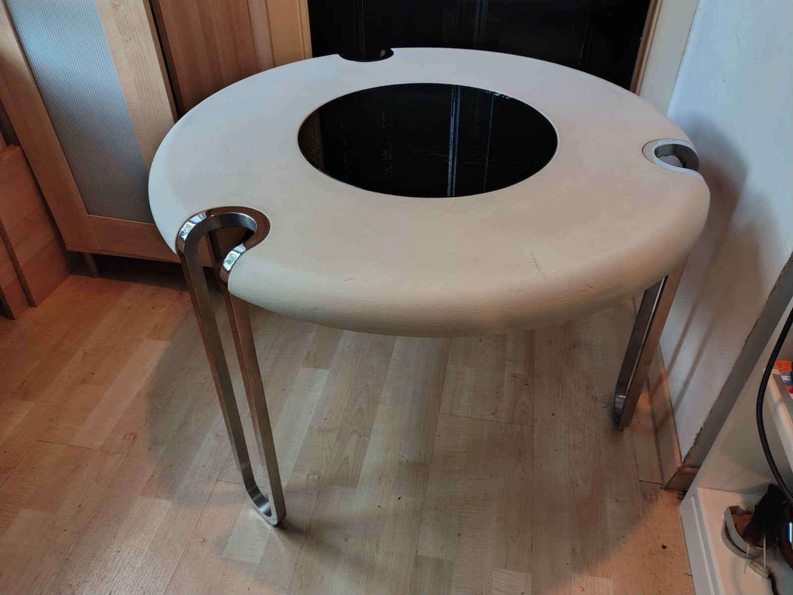 Limitless Abel salontafel wit leder space age Custom order, Huis en Inrichting, Ophalen, 50 – 75, Gebruikt, 50 tot 100 cm