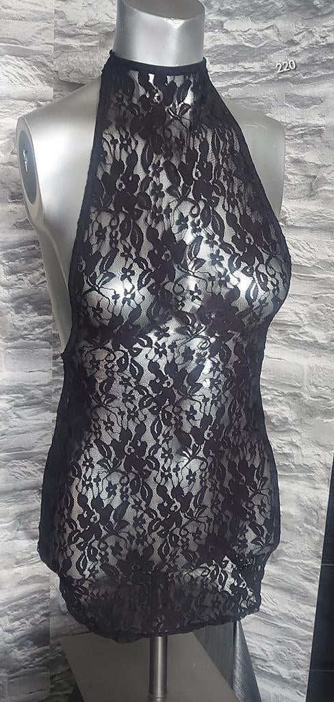 Sexy kanten halter jurkje S, Ophalen of Verzenden, Zwart, Nachtkleding