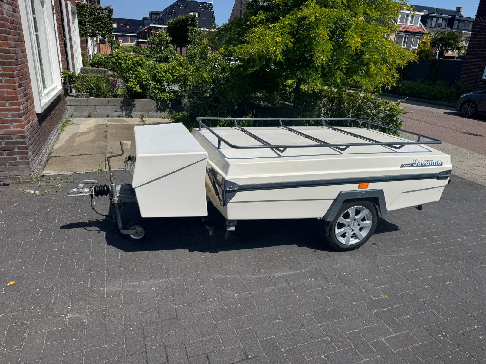 Camplet Savanne met nieuwe Classic tent (2017) en toebehoren, Caravans en Kamperen, Vouwwagens, Ophalen, Lichtgrijs, Aanwezig