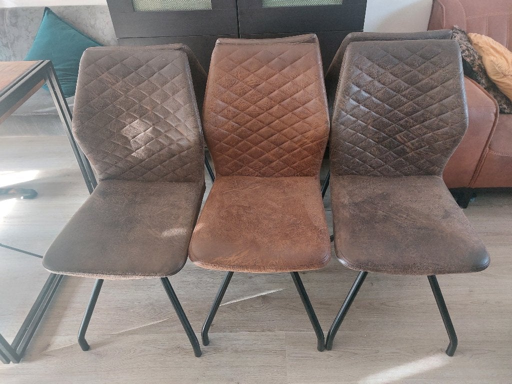 6 stoelen pilotenleer, Ophalen, Gebruikt, Bruin, Leer