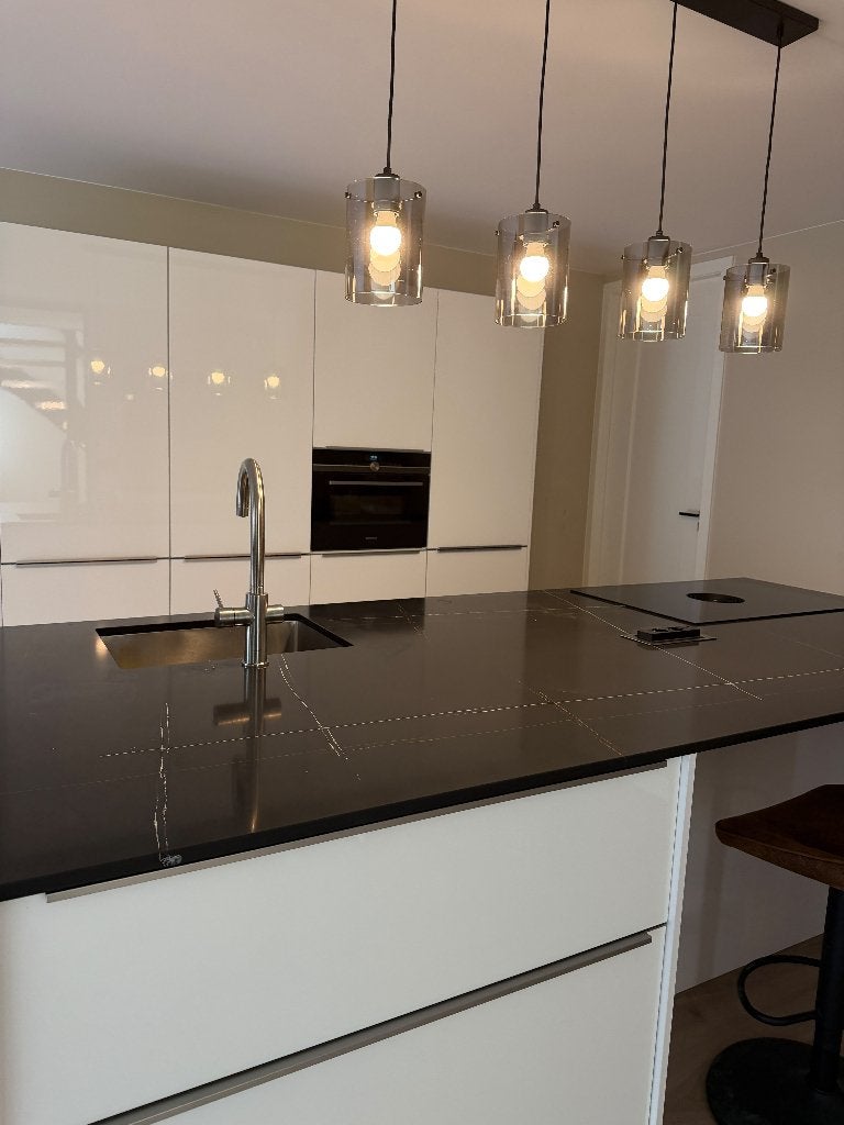 LUXE HOOGGLANS EILANDKEUKEN | BORA | 3,5JAAROUD GEDEMONTEERD, Greeploos, Wit, Overige typen, Ophalen of Verzenden