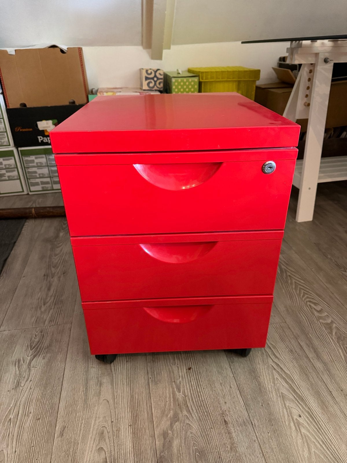 Rood IKEA kastje op wieltjes - 41x50x57 cm, Ophalen, Minder dan 50 cm, Gebruikt, 3 of 4 laden