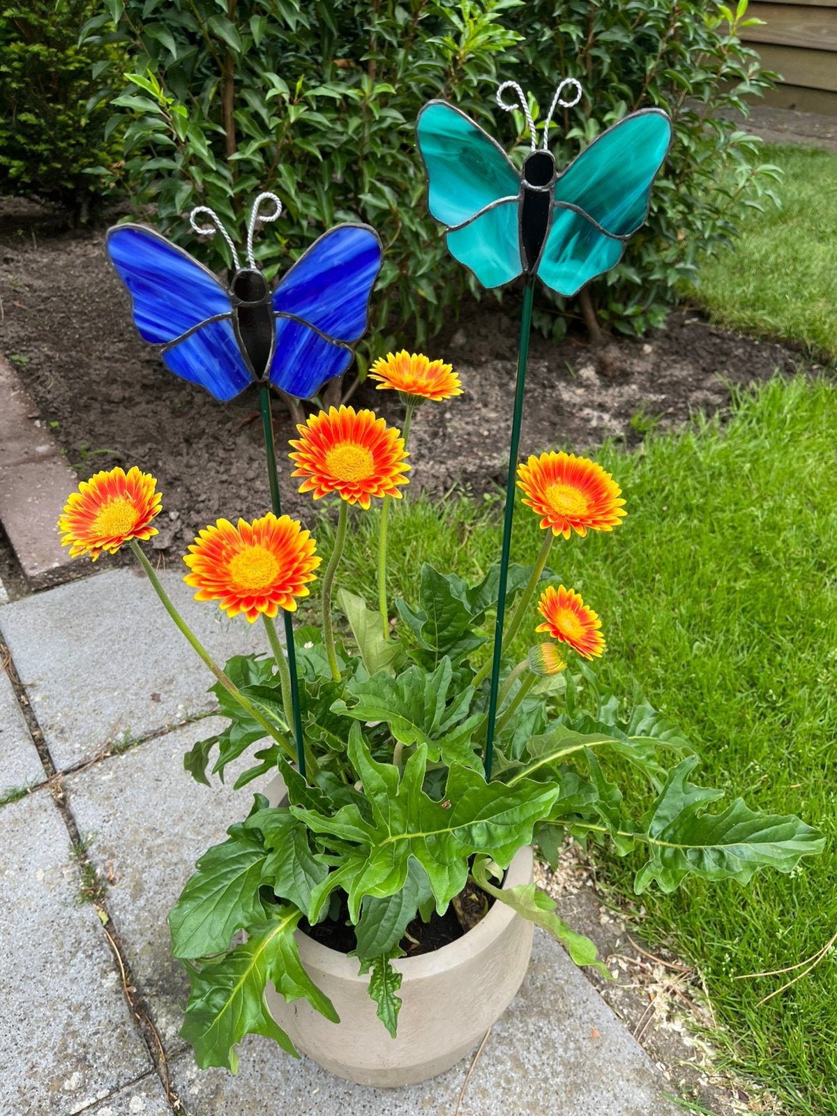 Tuinsteker vlinder glas tiffany vaderdag, Tuin en Terras, Tuinstekers, Ophalen of Verzenden, Nieuw