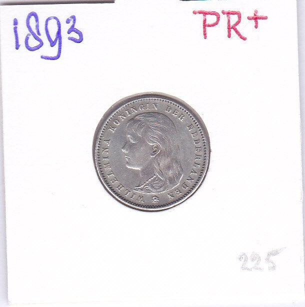 Heel mooi kwartje 1893 loshangend haar voor 225 euro, Postzegels en Munten, Munten | Nederland, Zilver, 25 cent, Ophalen of Verzenden