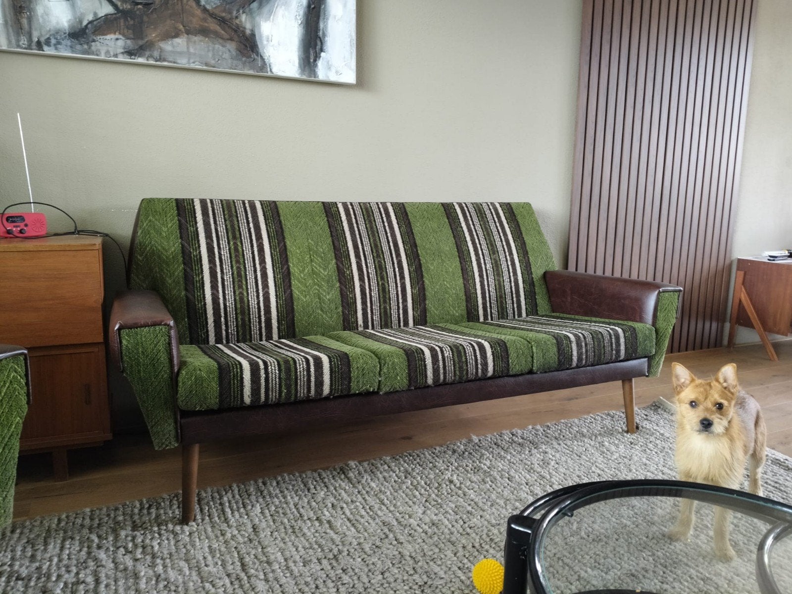 Vintage bank en fauteuil set Jaren '60, Huis en Inrichting, Ophalen, Gebruikt, 150 tot 200 cm, Driepersoons