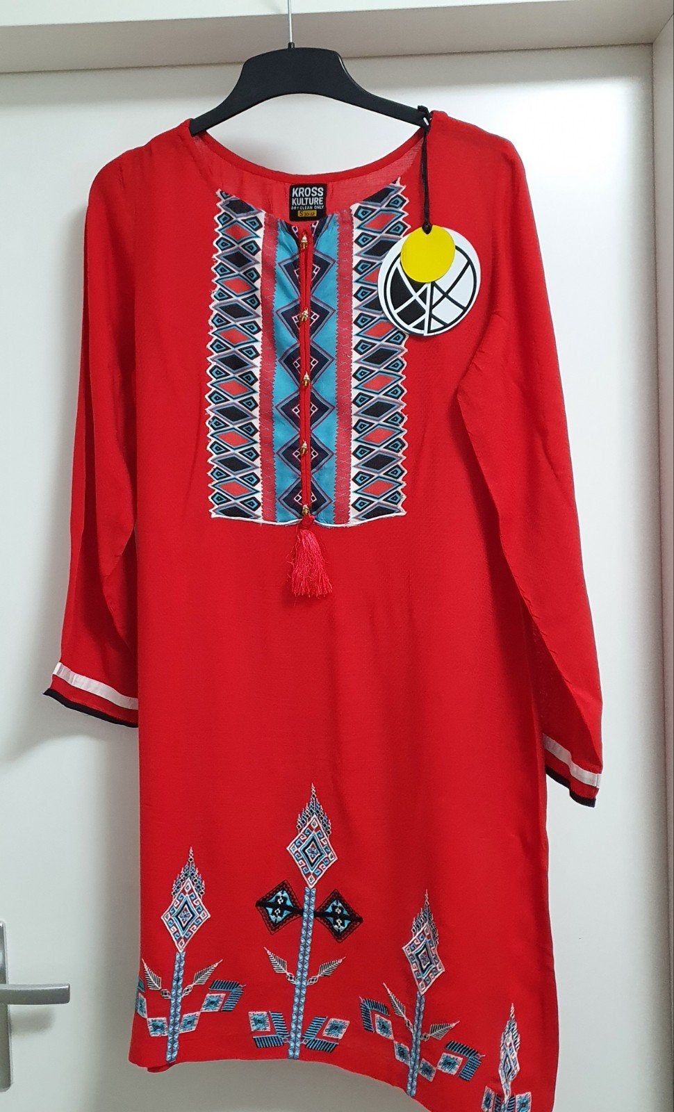 Kross Kulture Rode Tuniek met Borduurwerk - Maat S, Nieuw, Ophalen of Verzenden, Maat 36 (S), Boven de knie
