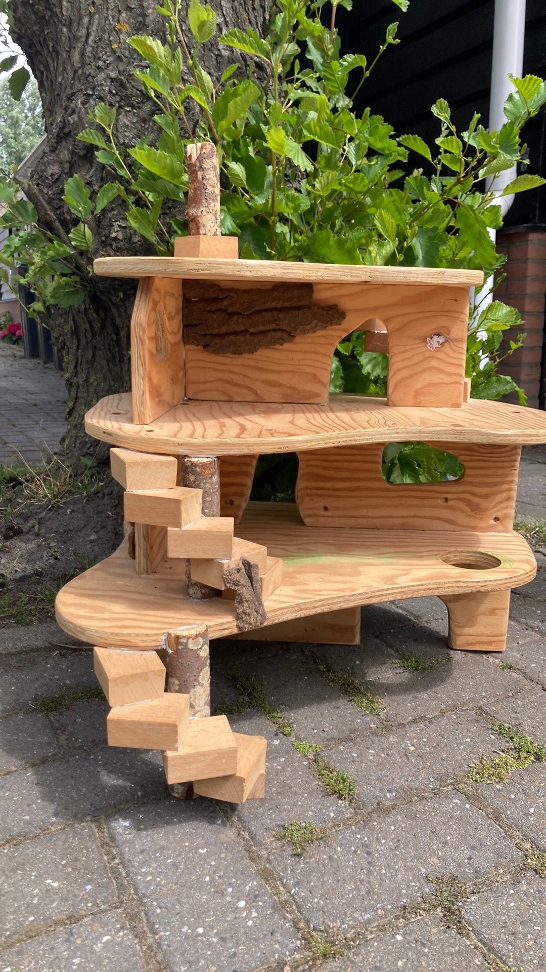 Handgemaakt houten speelhuisje waldorf antroposofisch, Kinderen en Baby's, Ophalen, Zo goed als nieuw, Hout