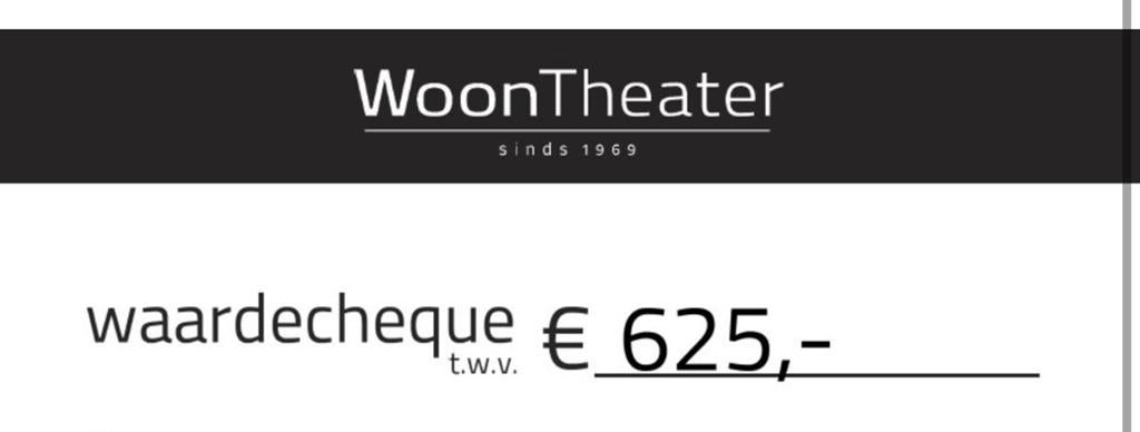 WoonTheater Waardebon, Voucher | t.w.v. €625, Huis en Inrichting, Tafels | Eettafels, Ophalen of Verzenden, Nieuw, Rechthoekig