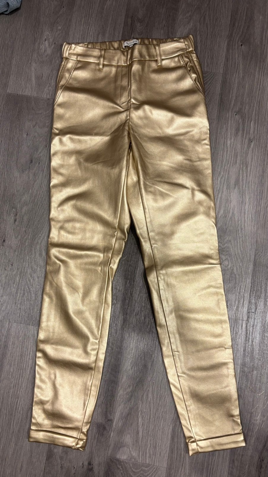 Gouden leren broek van Nukus, Maat 38/40 (M), Overige kleuren, Ophalen of Verzenden, Zo goed als nieuw
