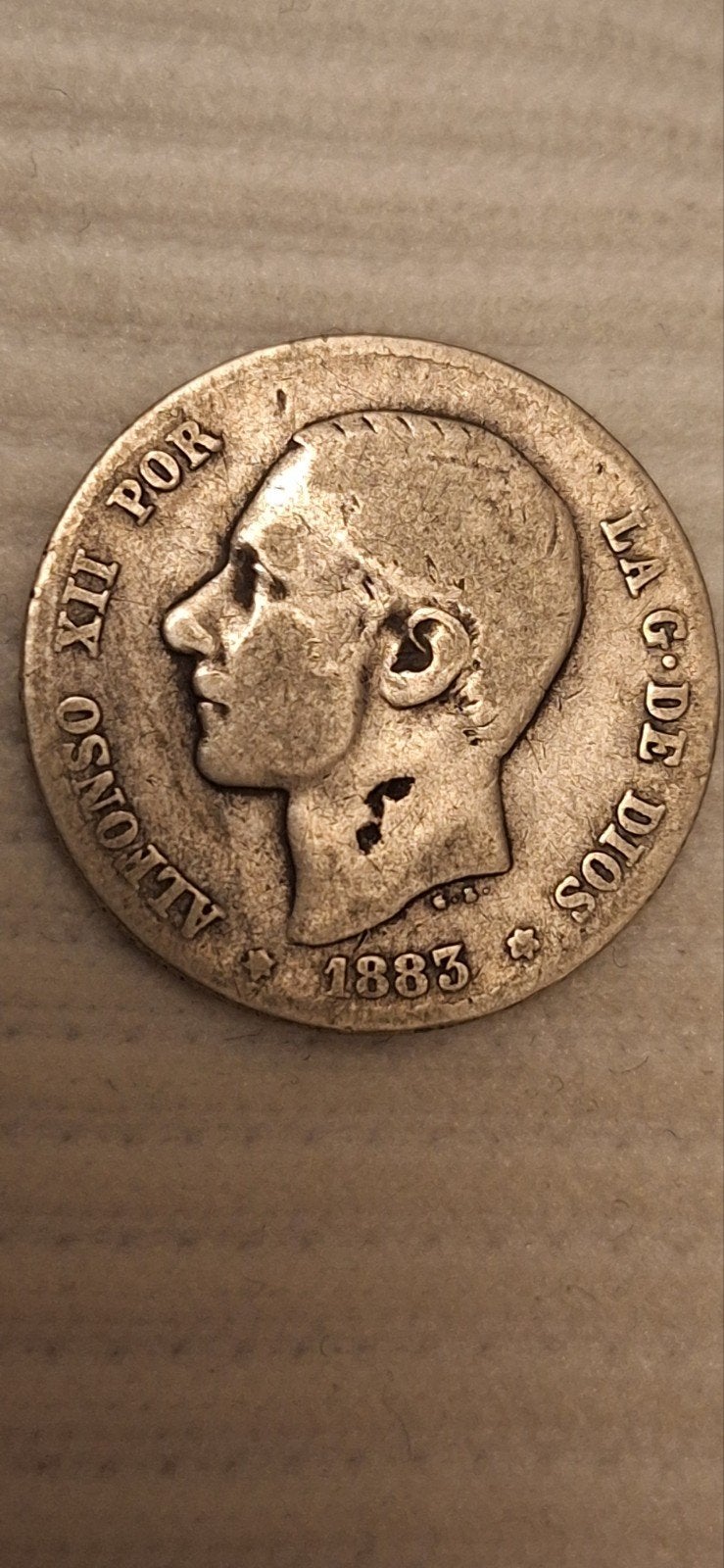 Oude zilveren 1 Peseta 1883 Spanje (Alfonso XII) - 4.7g, Postzegels en Munten, Verzenden, Zilver
