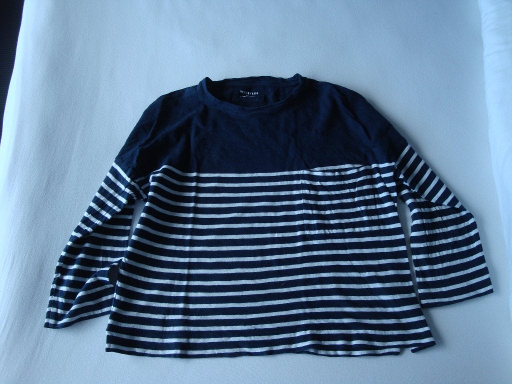 Donker blauw WHISTLES shirt met witte strepen. Maat S., Kleding | Dames, Blauw, Ophalen of Verzenden, Zo goed als nieuw, Lange mouw