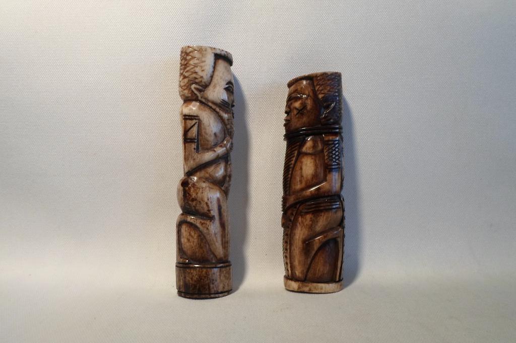 Voorouder beelden Been Lega Volk Congo, Antiek en Kunst, Kunst | Beelden en Houtsnijwerken, Minder dan 20 cm, Natuurlijk materiaal