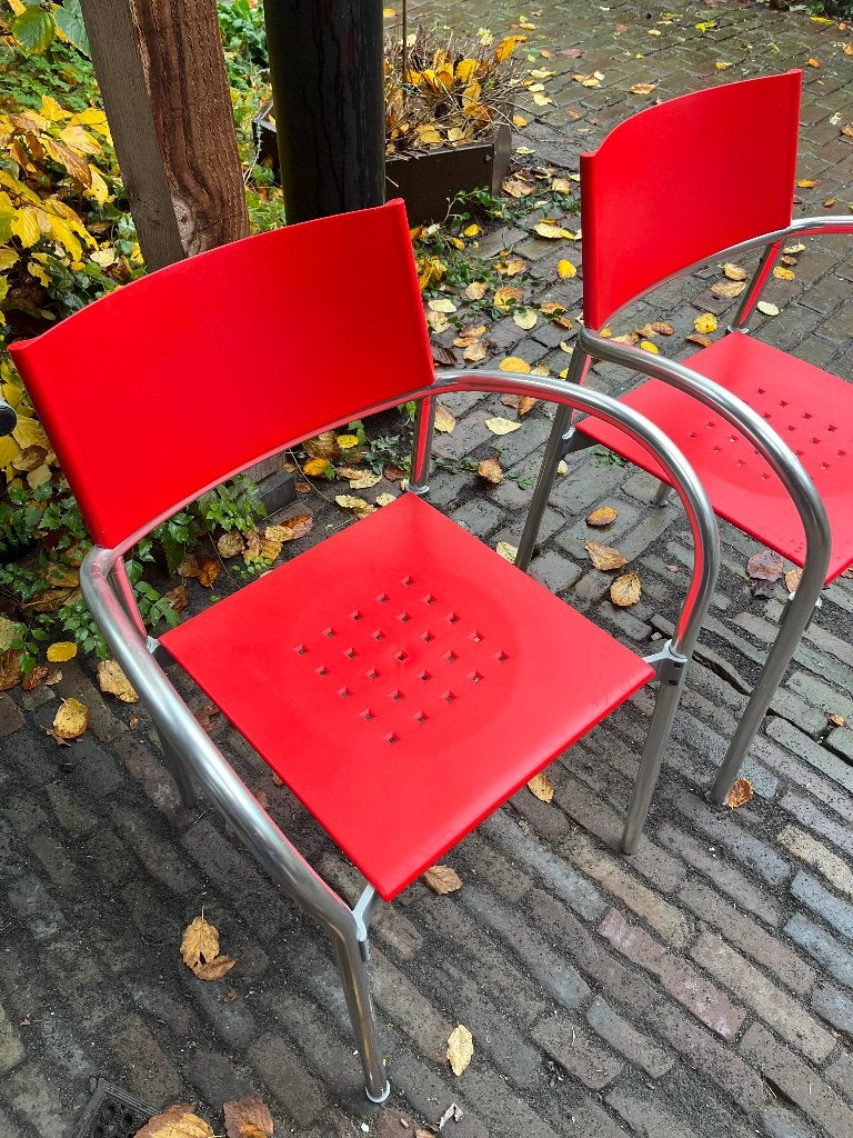 4x Segis Breeze terrasstoel stapelstoel Italiaans, Ophalen, Gebruikt, Vier, Metaal