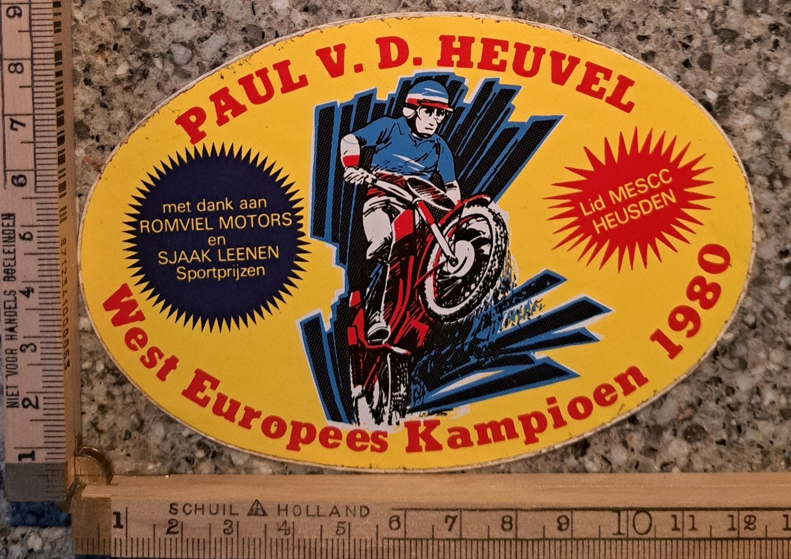 vintage sticker crossmotor motorcross Paul vd Heuvel 1980, Ophalen of Verzenden, Zo goed als nieuw