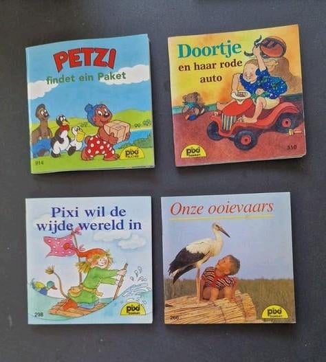 4 pixi boekjes: Doortje, Ooievaars, Petzi, Pixi, Gelezen, Voorleesboek, Diverse, Fictie algemeen