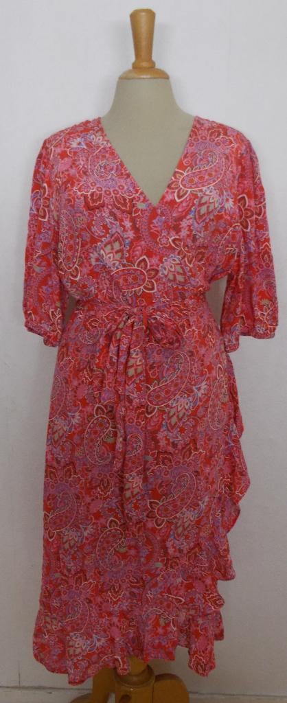 Boho fleurige 100% viscose wikkel jurk van HV Polo! 44, Kleding | Dames, Jurken, Overige kleuren, Verzenden, Maat 42/44 (L), Zo goed als nieuw