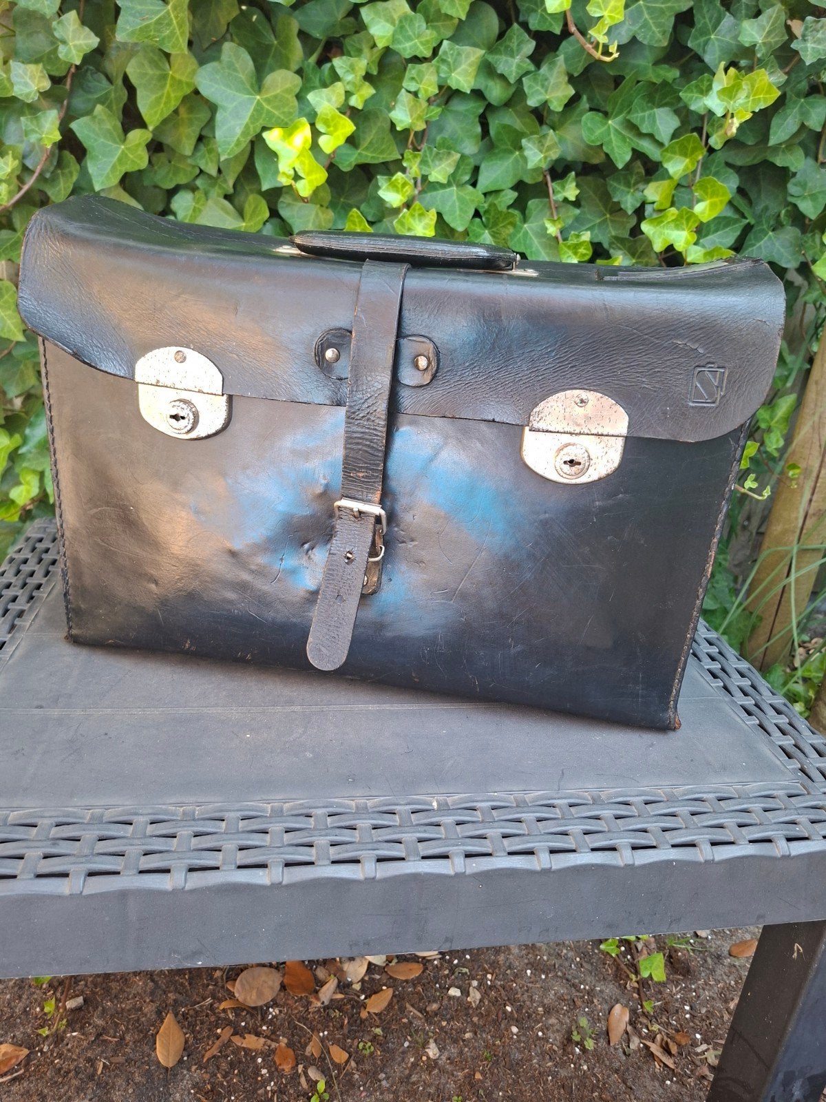 Vintage Leren Buschauffeur Koffer Jaren '80, Verzamelen, Ophalen of Verzenden, Gebruikt, Trein, Overige typen