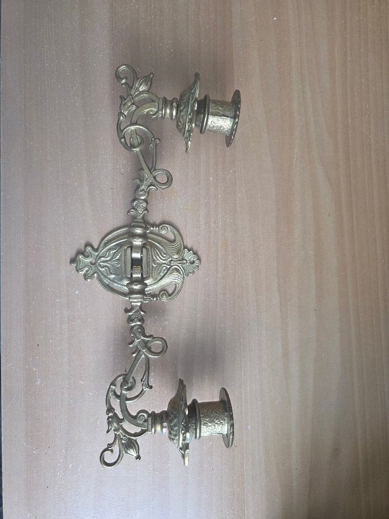Antieke koperen wandkandelaar - piano kandelaar - Barokstijl, Ophalen, Koper of Brons