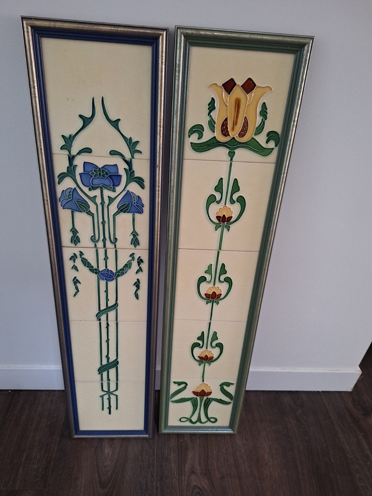 Set van 2 Art Nouveau Tegeltableaus - Bloemenmotief, Ophalen
