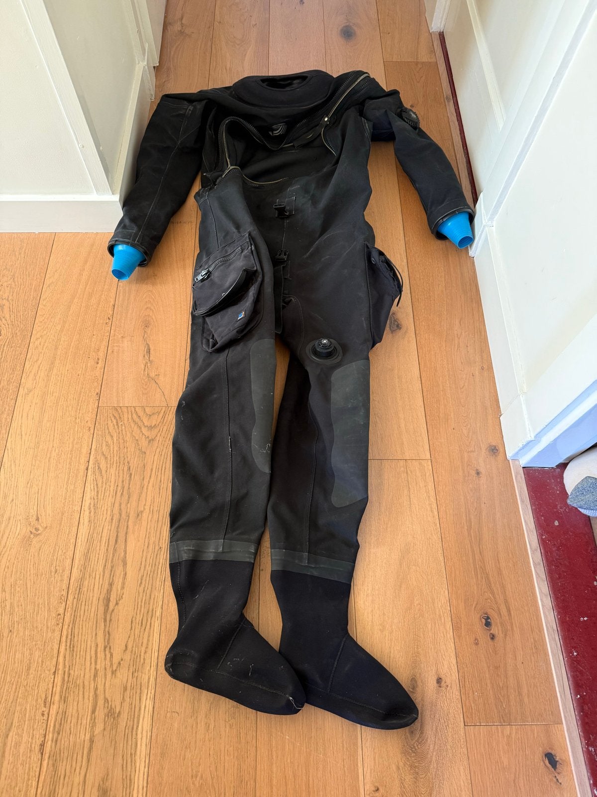 Seaskin Droogpak 1m82 xl pockets vervangbare seals, p-valve, Ophalen of Verzenden, Gebruikt, Duikpak