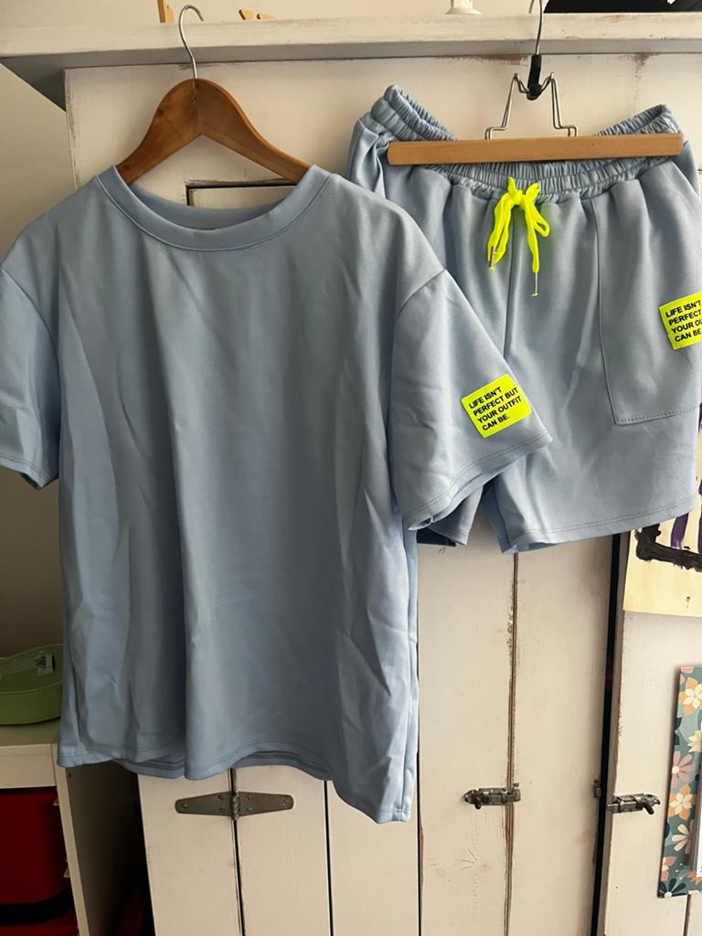 Zomerset broek en shirt blauw fluor one size, Maat 38/40 (M), Blauw, Ophalen of Verzenden, Zo goed als nieuw
