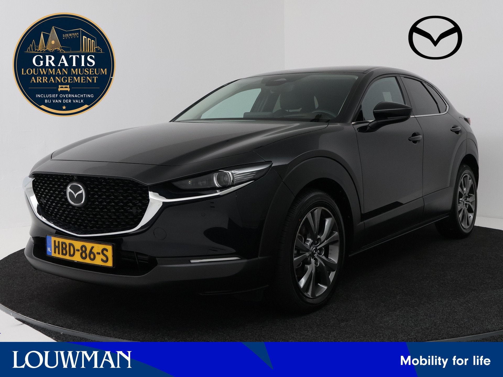 Mazda CX-30 2.0 e-SkyActiv-X M Hybrid Exclusive-line automaa, Gebruikt, Zwart, Bedrijf, SUV of Terreinwagen