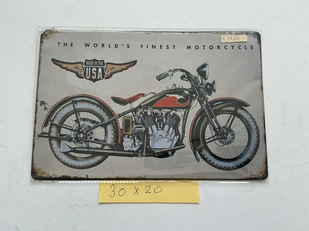 Vintage metalen reclamebord - The World's Finest Motorcycle, Ophalen of Verzenden, Nieuw, Reclamebord